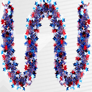 American Independence Day Decorative Color Strip Party Decorative Color Belt Red White Blue Five-pointed Star Wool Strip Flower Site Layout