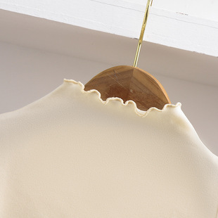 [Factory wholesale] girls' bottoming shirt autumn and winter 2023 new children's western style wooden ear solid color long sleeve T-shirt