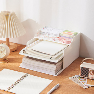 Office Desktop Storage Box Student Stationery File Tray A4 Paper Bill This Multi-Layer Header Filing Box