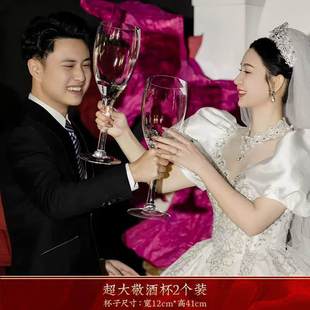 Wedding Toast Cup, Large Red Wine Cup, Wedding Super Large Cup, Giant Goblet, Glass Cup, Newlyweds Taking Photos