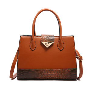 Cross-Border New Handbag Spliced ​​Crocodile Pattern Shoulder Bag Fashion Trendy Versatile Crossbody Bag Commuter Clutch Bag