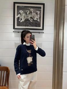 Pony ~ Autumn and Winter New R Classic Embroidered Coat Heavy Industry Cubs Retro Style Loose All-match Knitted Sweater Pullover