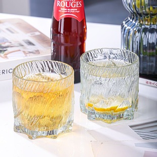 Glacier Pattern High Temperature Resistant Glass Ins Style Household Wine Glass High Color Value Glass Transparent Drink Cup Tea Cup Water Cup