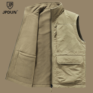 Men's Double Wearing Vest for Autumn and Winter fleece-lined Warm Vest Loose plus size Solid Color Work Vest Men's Fashionable Jacket