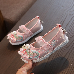 2023 New Arrival Hanfu Shoes for Girls Chinese Style Antique Dress Old Beijing Cloth Shoes Performance Children's Embroidered Shoes