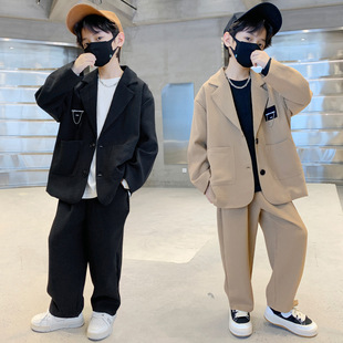 Boys' Spring Suit 2023 New Fashionable Cool and Handsome Children's Clothing Fashionable Boys Autumn Suit Two-Piece Set