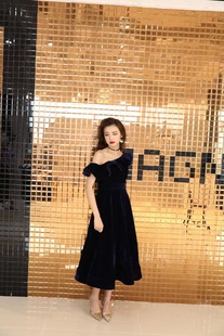 Amazon Foreign Trade Velvet Prom Dress 2022 Shoulder Strap Formal Evening Dress