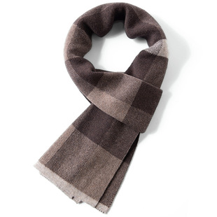 High-end cashmere scarf for women autumn and winter Korean style plaid wool warm scarf for middle-aged women birthday gift gift box