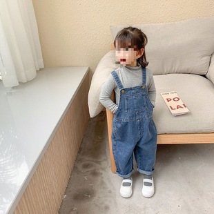 Children's Clothing Girls Overalls Spring & Fall 2024 New Baby Girl Versatile Casual Pants Kidsren's K-style Jeans Trend