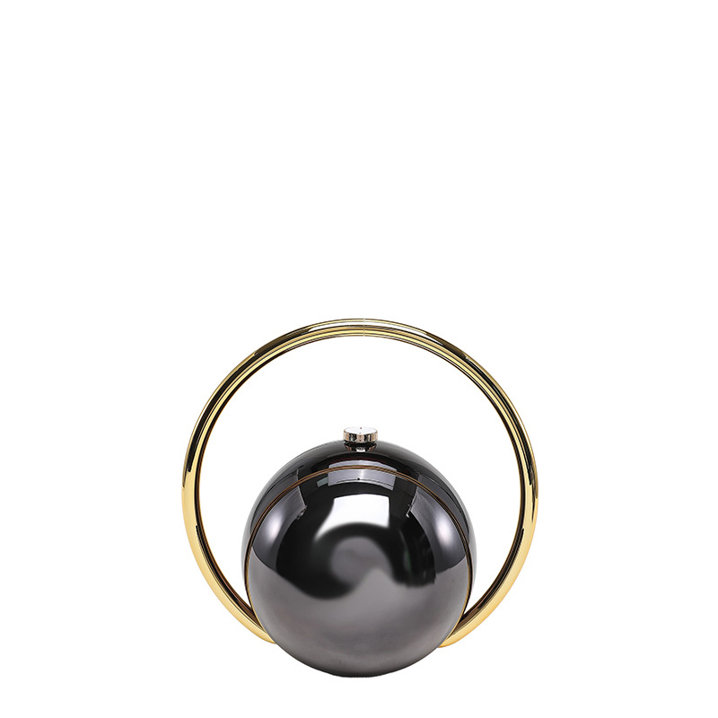 French-style acrylic personalized handbag, electroplated globe 3D evening bag, trendy European and American style small round bag for women.