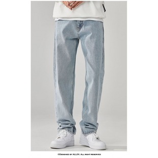 2024 Spring and Autumn Jeans Men's Retro American Loose Straight Long Pants
