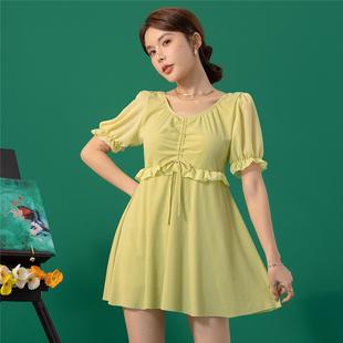 Large Size Swimsuit Widened and Extra Large Backless Sexy Conservative Short-Sleeved Belly-Covering Slim-Fat Beauty Swimsuit for Women