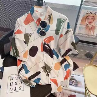 2025 Summer European and American Station New plus size Retro Short-sleeved Floral Shirt Loose Couples Hong Kong-style Sunscreen Shirt Trendy
