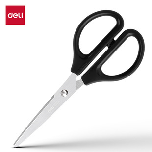 Deli 0602 Office Stationery Scissors Home Office Anti-sticking Handmade Scissors Black Stainless Steel Paper Cutter