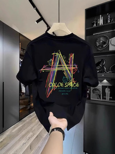 European Fashion Brand Graffiti Print Short-sleeved T-shirt Men's 2025 Summer New Round Neck Half-sleeved Loose Casual T-shirt