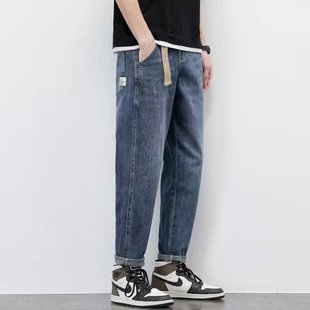 2023 New Style Jeans Men's Summer Thin Korean Style Loose Trendy Brand Casual Men's Fashionable Small Straight Pants