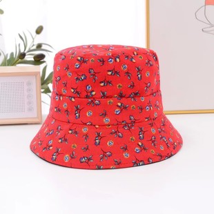 Spring and Autumn New Arrival Dome Old Lady Hat Women's Flower Hat Mother's Sunshade Floral Pot Hat Fisherman Hat Double-Sided Foldable