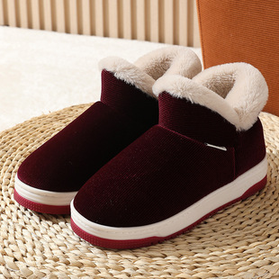 2024 New Winter Handmade Cotton Shoes Zipper Warm Comfortable Non-slip Cotton Shoes Couple Cotton Slippers for Foreign Trade