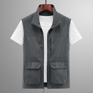 2023 New Men's Vest Fashionable Comfortable Soft Outdoor Casual Fishing Sleeveless Multi-Pocket Jacket Men's Jacket