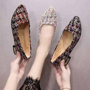 Spring 2025 New Pointed Low-heeled Flat Shoes Single-layer Shoes Prellet Shoes Sweet Women's Shoes Trendy