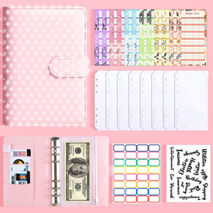 Cross-border Diamond Pattern A6 Binder Zipper Bag Cash Budget Hand Ledger Financial Management Money Saving Bookkeeping Notebook