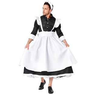 Europe and the United States large size black and white maid big skirt annual performance Men's funny costumes boys and girls stage costumes