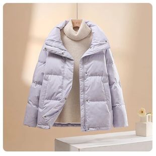 Down cotton-padded jacket women's short stand collar winter new plus size loose bread clothing small thick warm coat