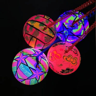 pvc elastic ball rebound with rope luminous clap ball flash football pull rope ball elastic toy push wholesale