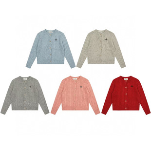 VIVI Empress Dowager Saturn Embroidered Twist Point Crewneck Sweater Temperament Autumn and Winter Wool Jacket Women's One-Piece Hair
