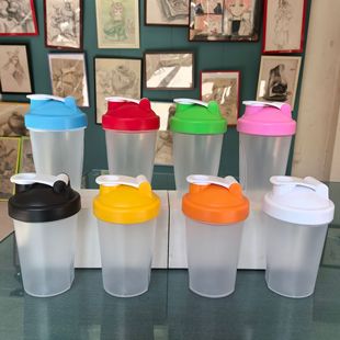 400 ml plastic milkshake protein powder shake cup outdoor fitness sports kettle bottle for logo with scale ball