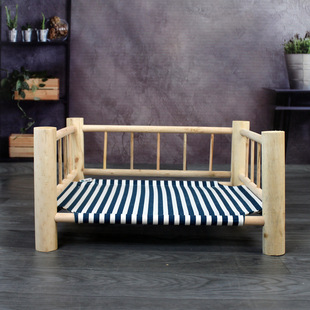 Pet Solid Wooden Bed Marching Bed Modeling Pet Marching Bed Cat Dog Wooden Pet Nest Disassembled and Washable Four Seasons Cat Hammock