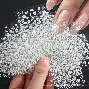 Cross-border explosions 3D nail decals white nail stickers French nail decals waterproof manufacturers wholesale nail stickers