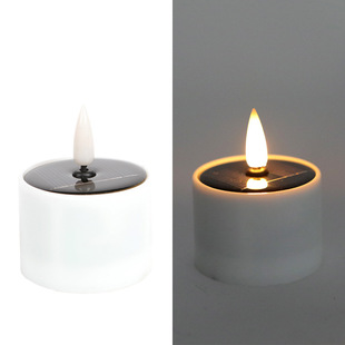 Amazon Solar LED Electronic Candle Round Candle Light Outdoor Waterproof Simulation Candle Light Holiday Decoration