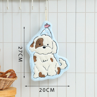 Copyright Hangable Thickened Super Absorbent Cute Cartoon Hand Towel Coral Fleece Small Square Kitchen Bathroom Dual-Use
