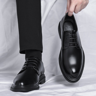 Leather shoes men's autumn business formal British men's shoes commuter wind cowhide black with suit leather shoes a generation of hair