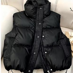 New Korean-style Wash-free Cotton-padded Jacket Vest Women's Western-style Winter 2024 New Sleeveless Walls Jacket for Small Men