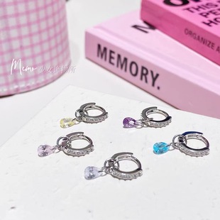 [Rita Zoo] Mermaid Tears Color Water Drops Niche Design Full Diamond Delicate Earrings Earrings Earrings