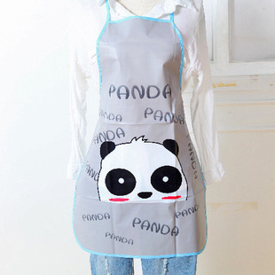Korean-style Cute Cartoon Printed Waist Adult Neck Apron Kitchen Oil-proof Clean Sleeveless Half-length Apron