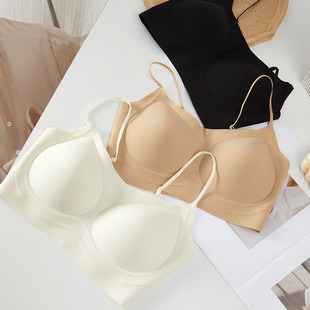 Beautiful Back Strapless Thin Shoulder Strap Underwear Women's Small Chest Push-up Summer Thin 2024 Strap Special One-piece Anti-sagging Bra
