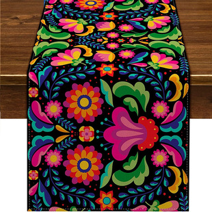 Cross Border New Watercolor Marigold Skull Death Day Table Towel, Sex Kitchen Table Decoration Outdoor Family Party