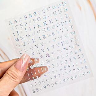 Foreign trade hot sale pure color simple letters and numbers nail stickers mix and match back glue coding digital letters 3D nail stickers