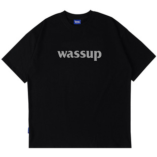 WASSUP HEODS национальная буква с короткими рукавами футболка для мужских и женских тяжелых хлопчатобумажных свободных студентских пар