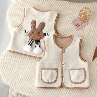 Baby Children's Vest fleece-lined Thickened Casual Vest for Boys and Girls Warm Waistcoat Vest for Autumn and Winter