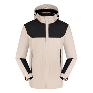 Autumn and winter fleece-lined windproof waterproof assault clothing logo men and women outdoor mountaineering coat overalls printed embroidered characters