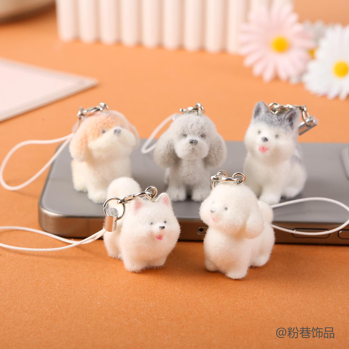 Three-Dimensional Cute Velvet Dog Keychain, Fun Girly Phone Bag Charm, Couple and Best Friend Gift Accessory