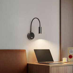 Bedside lamp reading lamp bedroom wall lamp with switch creative hotel dormitory eye protection nightlight adjustable angle spotlight