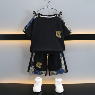 Children's Suit Boys' Summer 2024 New Arrival Fashionable Boys' Western Style Baby Duffy Handsome Boys Children's Suit Fried Street Short Sleeve
