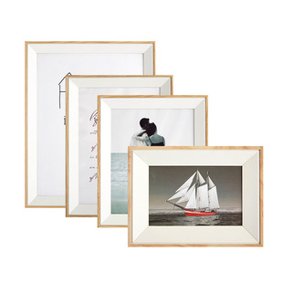 Wood Tang New Composite Wooden Photo Frame Two-color Matching Frame Thick Beveled Three-dimensional Picture Frame Modern Picture for Living Room and Bedroom