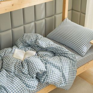 Skin-friendly Student Dormitory Quilt Cover 2-3 Piece Set A Bed Sheet Pillowcase Single Plaid Quilt Cover Bed