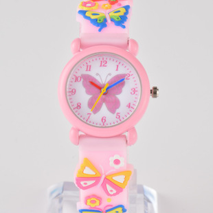 Factory wholesale chaoyada brand cartoon series Butterfly 3D cartoon strap student children's watch can be used as another gift